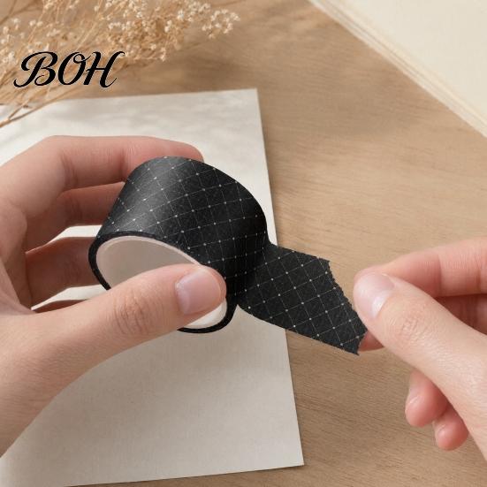 Black And White Plaid Tape Grid Washi Tape, Pattern Decorative Masking Hand-tearable for Arts, DIY Crafts, Journals, Planners, Scrapbooking,