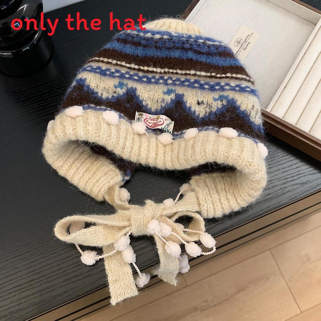 Vintage Knit Beret Wool Blend Warm Hat For Autumn Winter Women