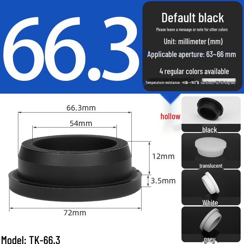 Black High-Temperature Resistant T-Shaped Silicone Stopper - Round Hole Rubber Gasket & Shock-Absorbing Blind Plug