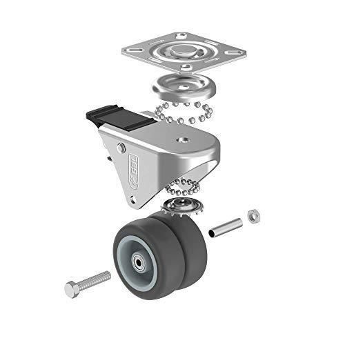 Gbl - 4 Casters for Furniture 400kg + 16 Screws, 50mm Swivel Casters with Brake and Without Brake, Industrial Plate Wheels Tra