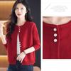 Round-neck Sweater Cardigan for Women Loose Long-sleeved Knitted Cardigan Coat Solid-color Short Knitted Coat
