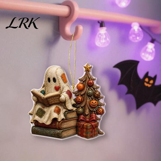 Cute Ghost Witch Bat Pendants Halloween Hanging with Ghost/Bat/Witch Designs, Acrylic Decorative Ornaments Lanyards, Themed Party Favors Lightweight