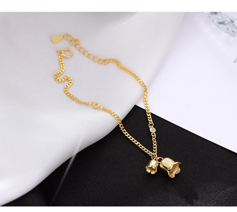 Banyan Tree S925 Silver Lily of the Valley Zircon Chain Bracelet for Women & Girls
