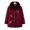Middle-aged & Elderly Women's Winter Woolen Coat with Faux Fur Collar
