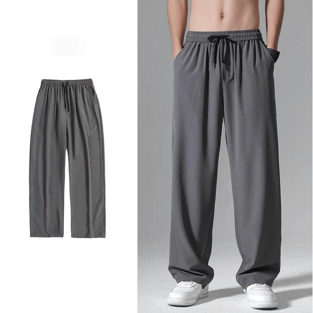 Dehnbare Freizeithose für Herren mit Taschen, Kordelzug-Design, einfarbig, schnell trocknend, gerade Hose in voller Länge