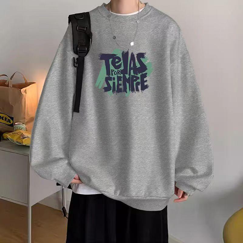

Men’s Trendy Letter Print Long Sleeve Autumn Hoodie - 320g Heavyweight, Loose Fit, Versatile Style. M хізер сірий колір