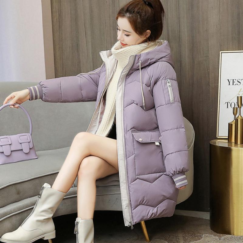 Women Long Down Cotton Jacket Korean Loose Cotton Coat Winter Thicken Warm Women Parkas Winter Female Hooded Coat