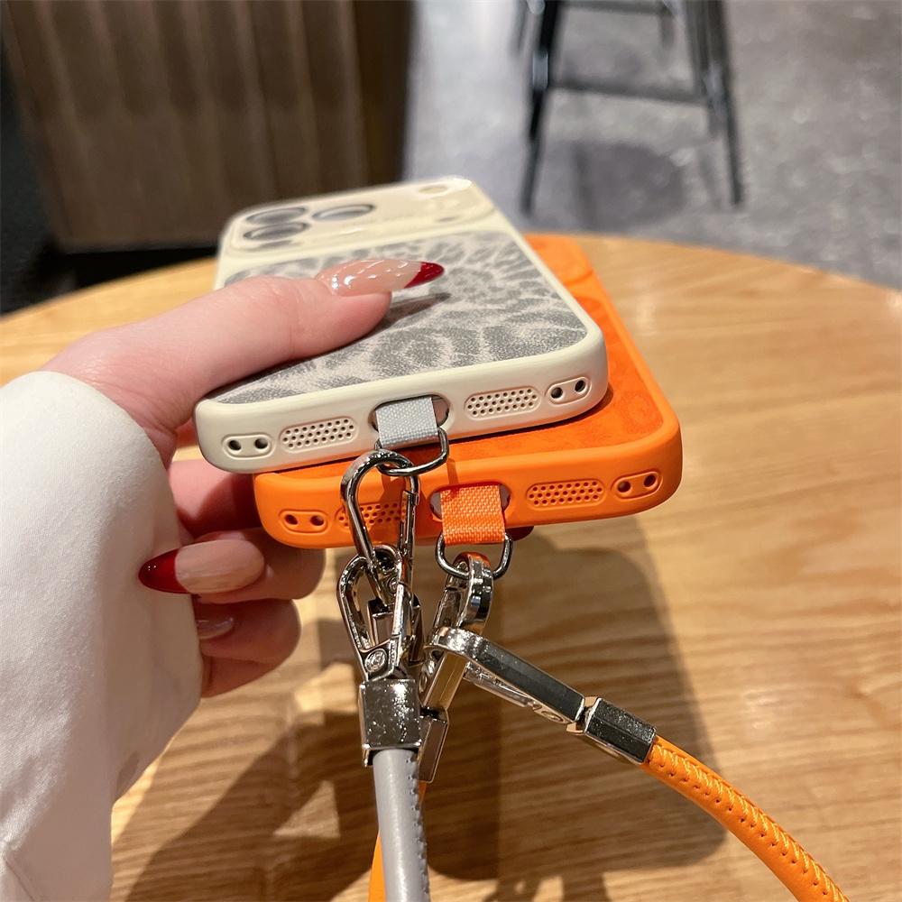 Luxury Wrist Strap Leather Lanyard Leopard Pattern Phone Case For iPhone 17 16 15 14 Pro Max 17Pro Full Lens Protection Cover