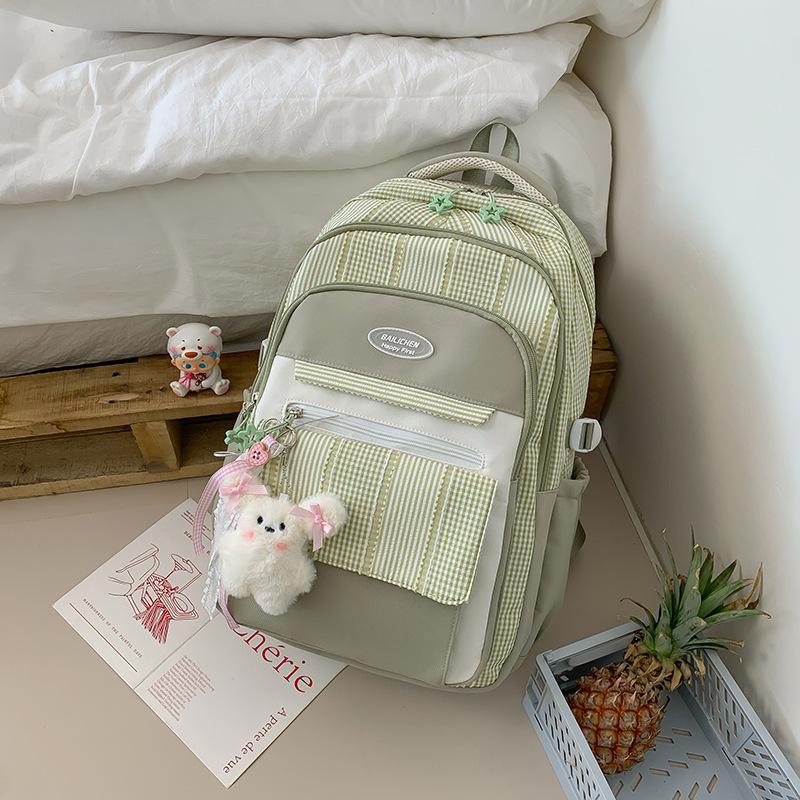 Schoolbag Junior High School Student Schoolbag Female Plaid Versatile High-value College Student Large-capacity High School Student Backpack Primary