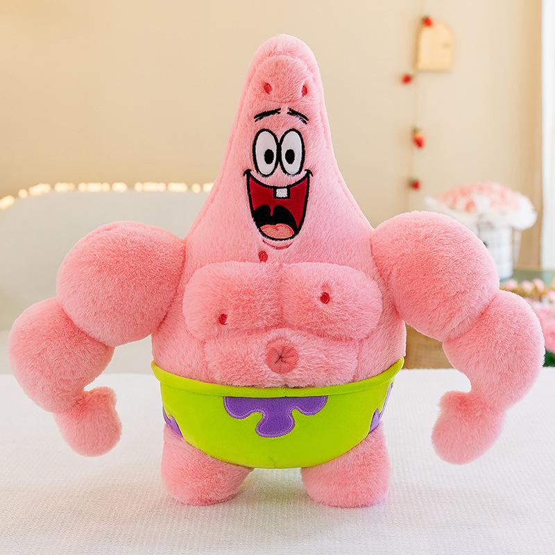 Fitness Enthusiast Muscle SpongeBob & Patrick Star Plush Doll Cushion Gift 35-37cm, 0.27kg