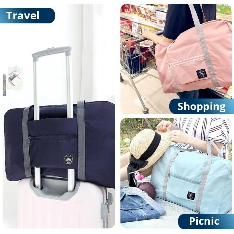 2 Pack Foldable Travel Duffel Bag for Airlines Carry On Bag Weekender Overnight Hospital Tote Bag Gym Duffel Bag Women Men