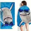Asciugamano da Spiaggia Squalo Figo con Occhiali da Sole Stampa Piatta Squalo Divertente Sorridente Asciugamano da Bagno in Microfibra per Ragazzi Bambini Asciugatura Rapida Tappetino per Piscina