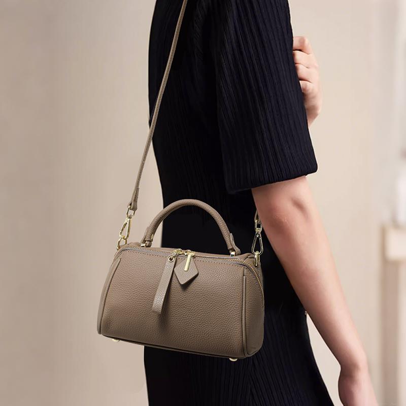 Bolso de mano de mujer de cuero genuino de alta gama, bolso bandolera sencillo y elegante de un solo hombro