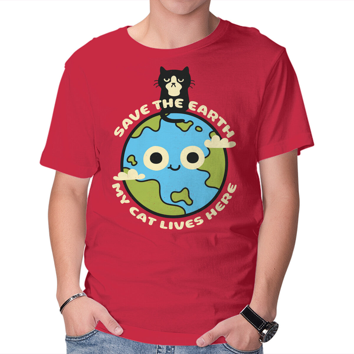 Unisex Crew Neck T-Shirt My Cat Lives Here Graphic Short Sleeve Casual Tee XXXXL
