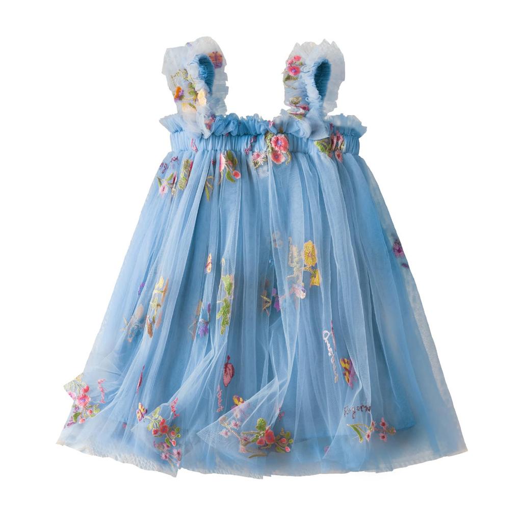 Mädchen Mode Niedlich Prinzessin Kleid Bunte Blumenstickerei Kleider