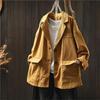 Johnature Women Vintage Jackets Solid Color Turn-down Collar Coats Autumn Button Pockets Loose Female Jackets