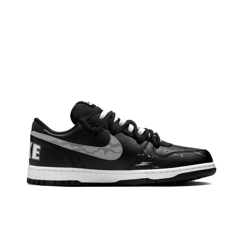 Nike Große Dunkle Nacht Aurora Leder Niedrige Skateboard-Schuhe Herren Schwarz 355152-016(Team1004-)