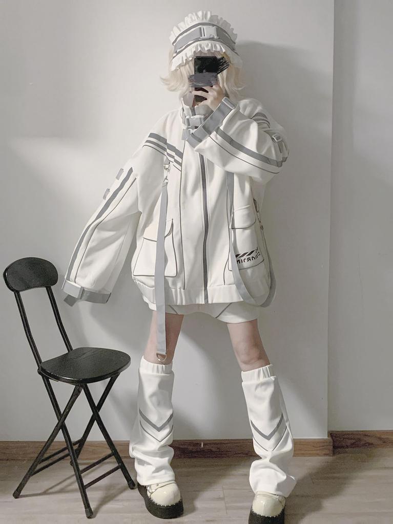 XHSUKADO Functional Thick Angel Unisex Hoodie for Men and Long Y2K Sickly Loose Removable Size L Sportswear, Punk, Subculture, Style, Zip-Up Women,