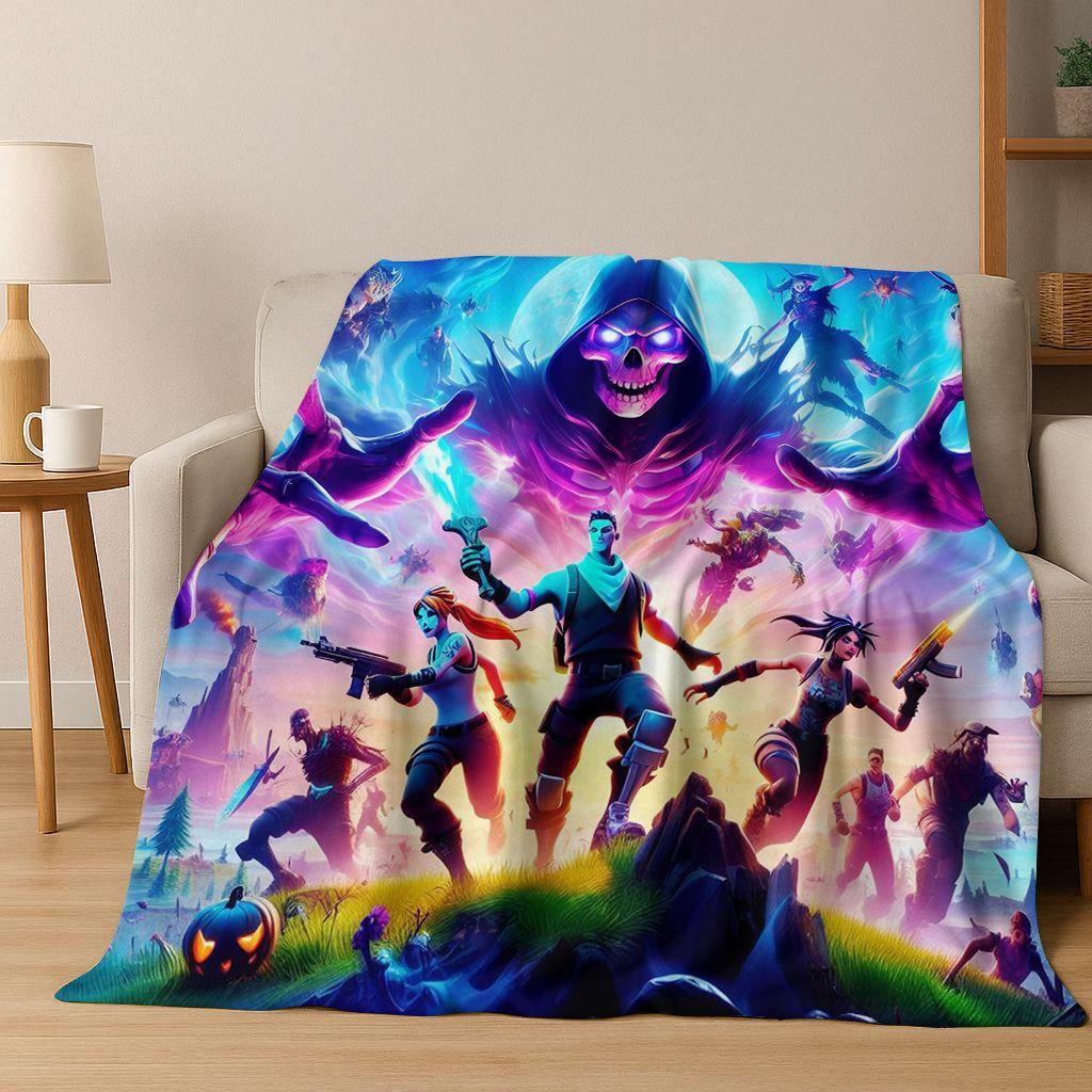 3D F-Fortnite Game Cartoon Flannel Blanket Soft Warm Throw Blanket for Bed Bedroom Room Living Room Travel Camping Kids Gift
