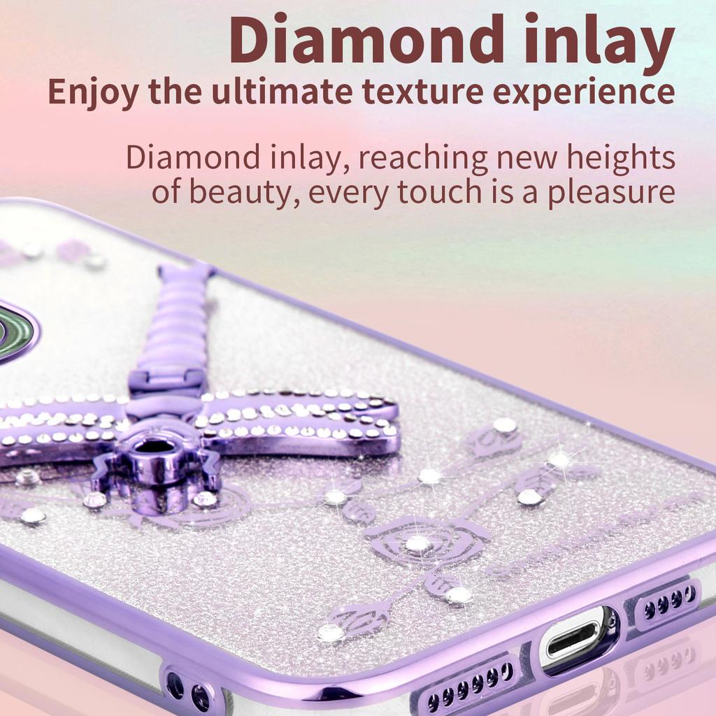 KADEM For Honor X6b 4G Case Dragonfly Kickstand TPU Flowers Glitter Phone Cover