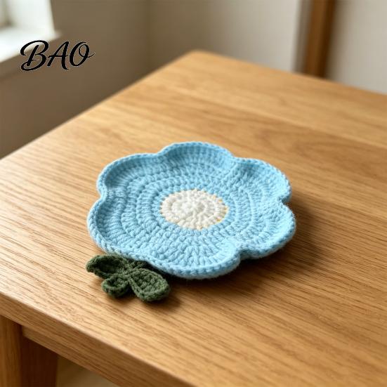 Condensation Coaster Crochet Flower Coasters, Handmade Knitted Heat Resistant Cup Mats Table Placemats, Decorative Doilies for Tabletop Protection,
