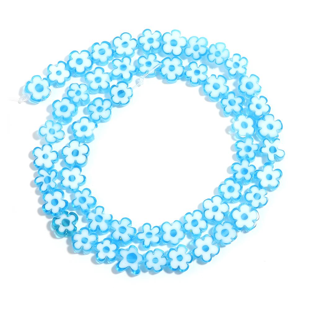 1 Strand Colorful Thousand Flower Lampwork Beads Flat Plum Blossom Loose Beads DIY Handmade Crafts Bracelet Jewelry Accessories