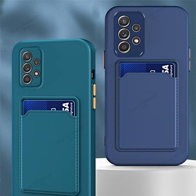 Liquid Silicone Card Holder Case For Samsung Galaxy A54 A53 A34 A14 A73 A33 A23 A13 A72 A52 A32 A22 A12 A91 A71 Shockproof Cover