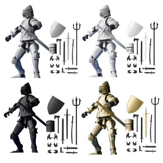 Armor Knight Action Figure with Accessories Movable Joints Magnetic Medieval Warrior Robot Model Toy Stress Relief Articulated Dummy Decoration