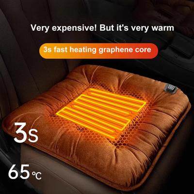 Car Winter Heated Seat Cushion USB Charging Soft Thick Plush 3 Gears Temperature Adjustment Fast Evenly Heating Safe Anti-slip Bottom Home Mat Cushion
