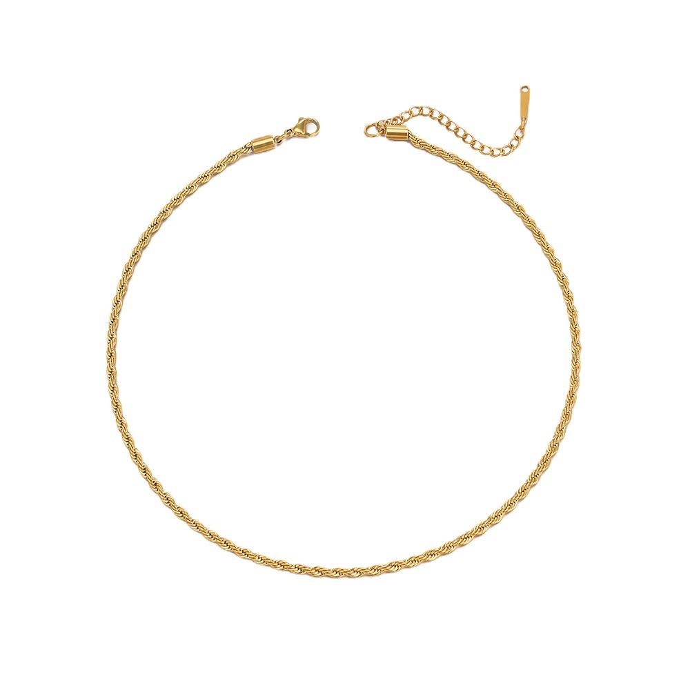 European and American fashion new 1mm/1mm twist chain necklace women, simple stainless steel necklace neck chain jewelry