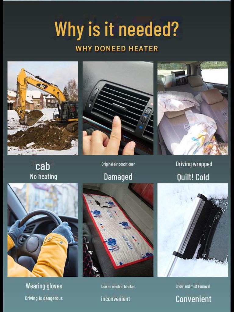 Dual-Port Cross-Border Car Heater 12V/800W 24V Heated Glass Defroster for Cars/Trucks