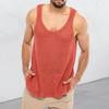 Topuri tricotate de vară pentru bărbați, cu decolteu în formă de O, fără mâneci, de culoare uni, pulover, cu o formă lejeră, vestă elastică, îmbrăcăminte de stradă