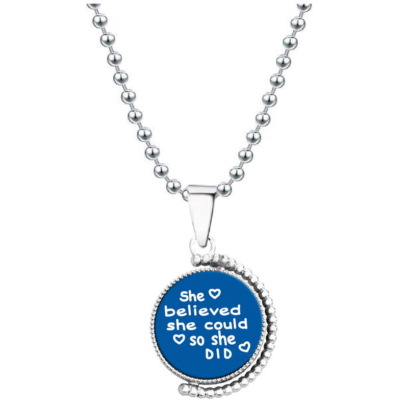 European & American Moon Pendant Necklace - Rotatable Engraving, Creative Christmas Gift, Titanium Steel.