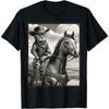 Kat Cowboy Grappige Katten Kitten Rijden op Paard Cowboyhoed T-shirt