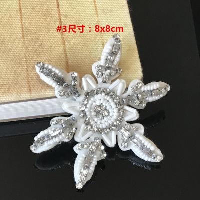 Snow Crystal Rhinestone Sequins Patches Applique Beaded Collar Sewing On Patch Fashion Clothing Bag Decoration Patch Accessories