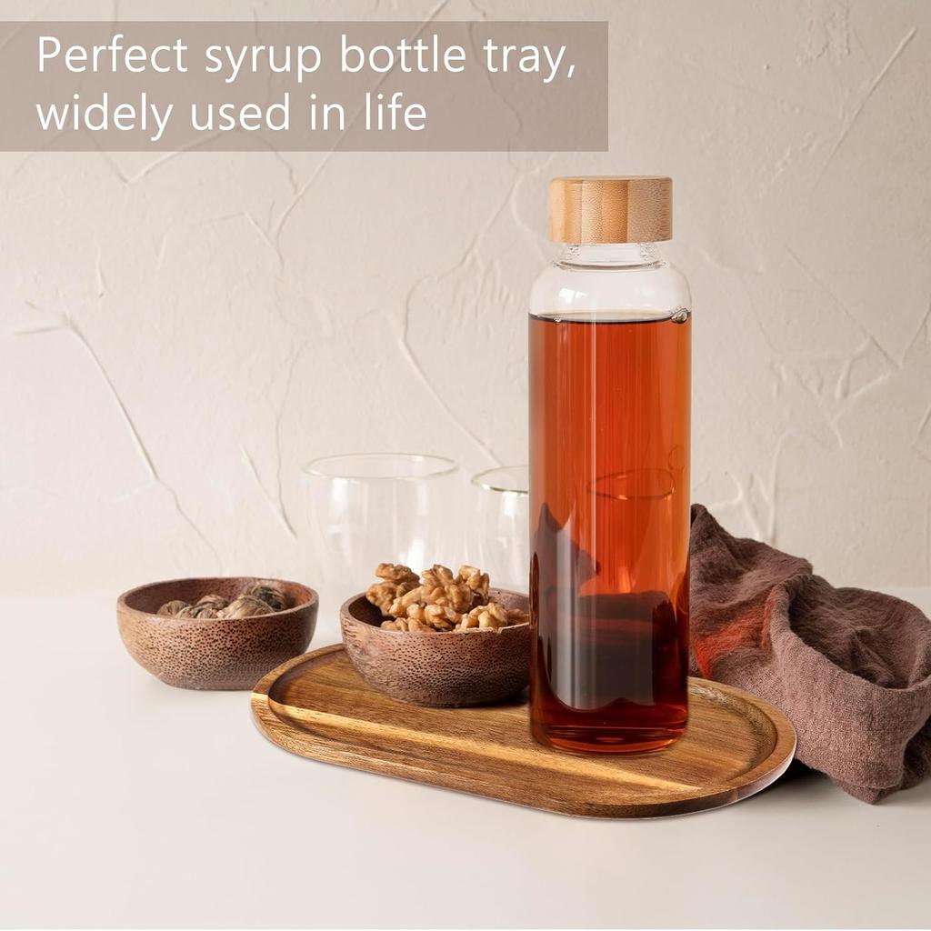 Small Acacia Wood Serving Trays Mini Wooden Platters Wooden Vanity Tray Dispenser Wood Counter Plates Bathroom Countertop Organizer Trays Coffee Bar
