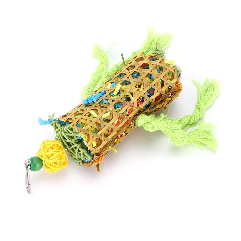 Bamboo Woven Bird Bite Toy Chew Training Paper Silk Cotton Rope Bird Hanging Toy for Pet Birds