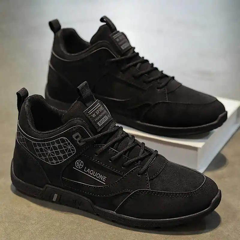 Fashion Natural Leather Rubber Sole High Man Gym Shoes New Man Shoes Black Boot Man Sneakers Sport 2025 Tenni High-tech Lofer Choes