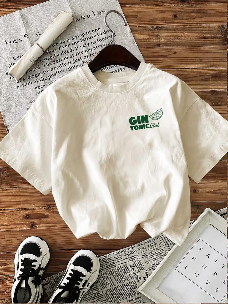 Summer Graphic Drink Wine Women's Retro Print T-Shirt Soft Crew Neck Short Sleeve Top Harajuku Shirt