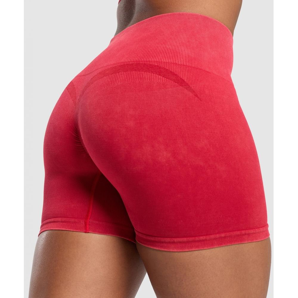 Gymshark Gains Seamless Washed Shorts Carmine Red B2c3m Rb2q
