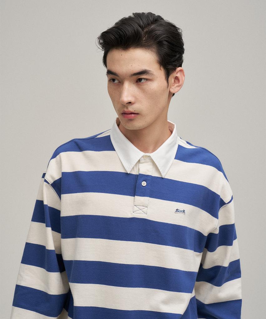 LE TIGRE Rugby Stripe Longsleeve T-Shirt (Ecru-Blue)