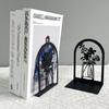 1 Pair Flower Metal Bookends Decorative Flower Vase Book Ends for Shelves Black