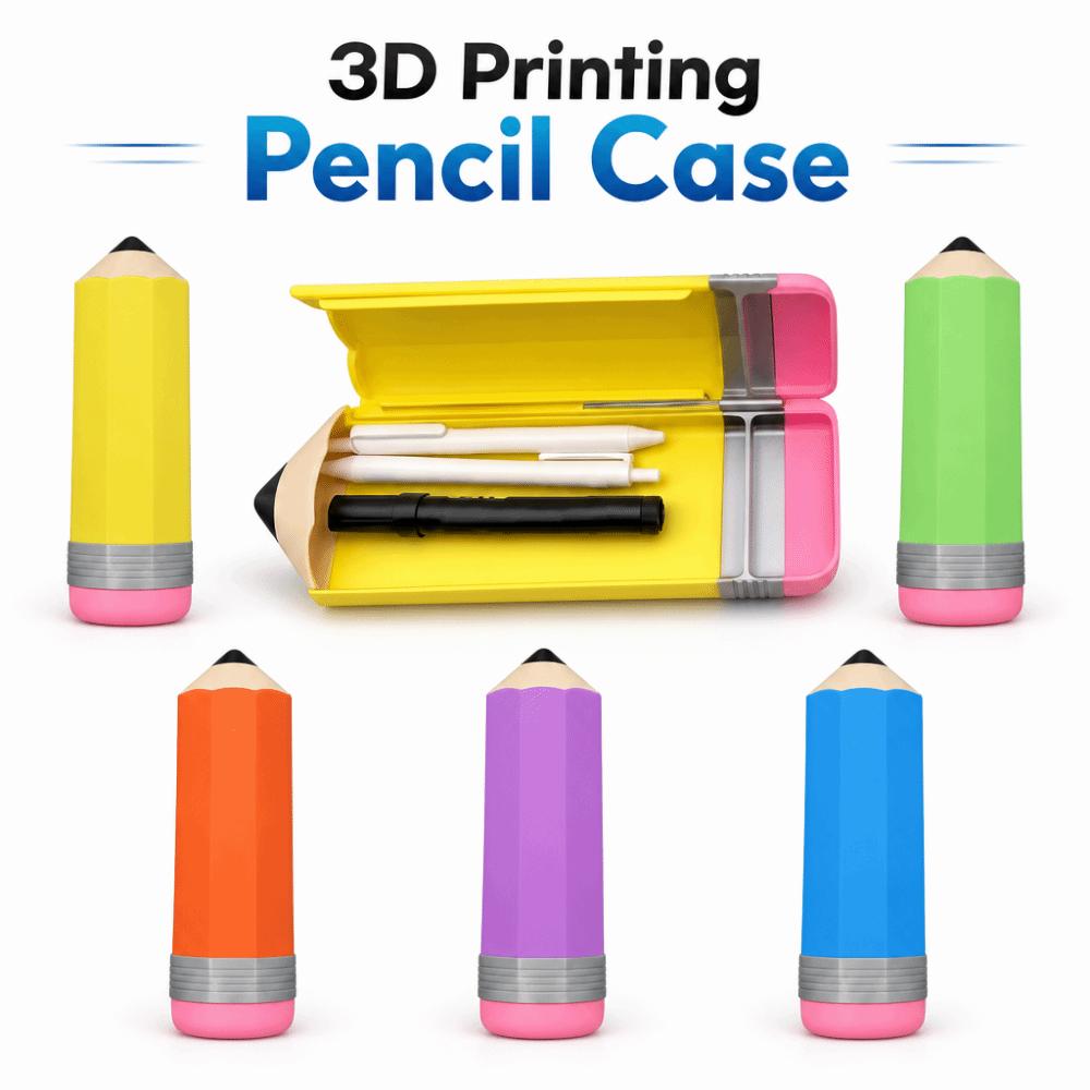 Pencil-shaped Pencil Case Creative Pencil Organizer Multifunction Stationery Box  Gift for Kid