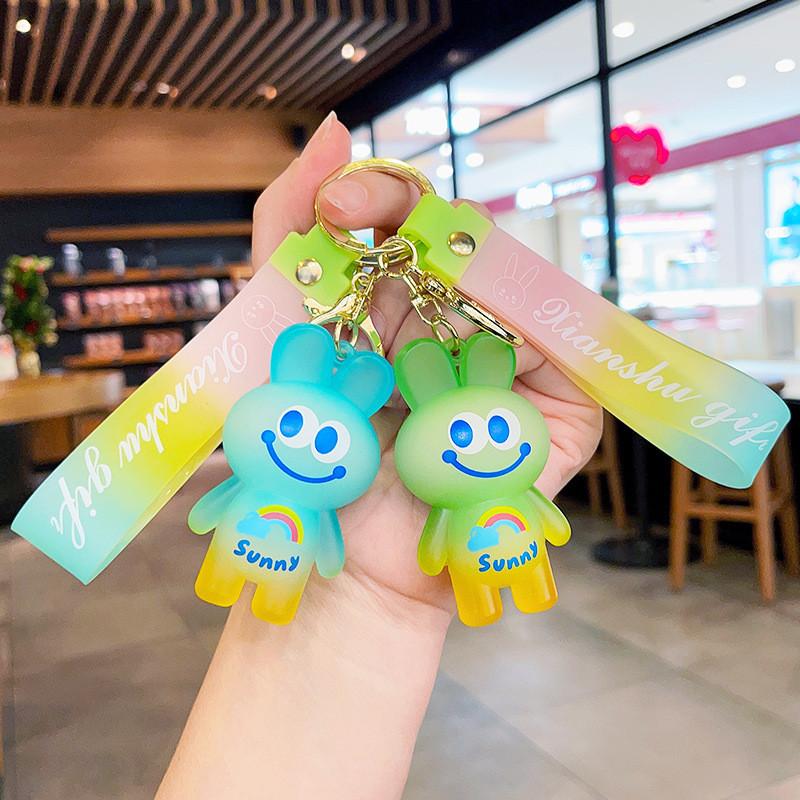 Bunny Adorable Cartoon Keychain Colorful Resin Rabbit Bag Charm Key Accessory