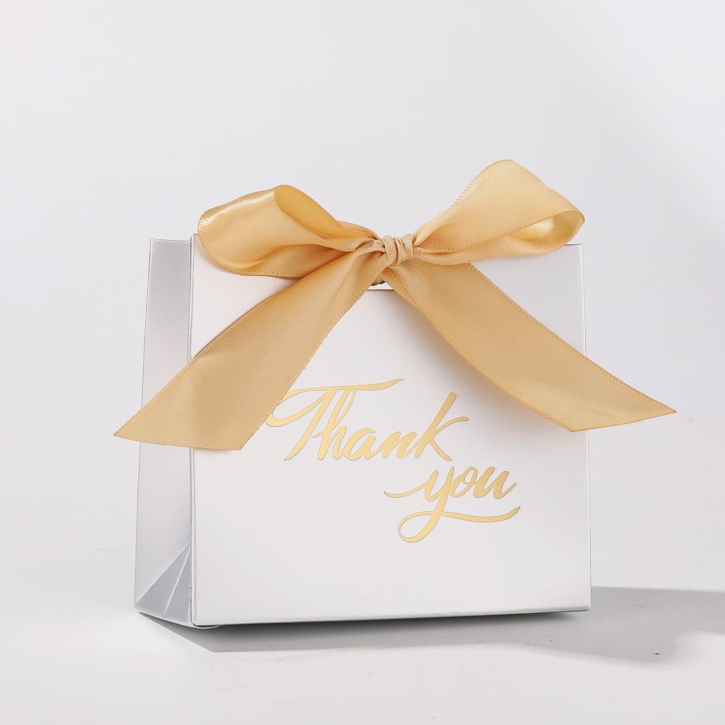 10//30/50Pcs Thank You Party Favor Gift Box White Pattern Wedding Candy Box Ribbon Bow Perfect for Small Gifts Wedding Favors
