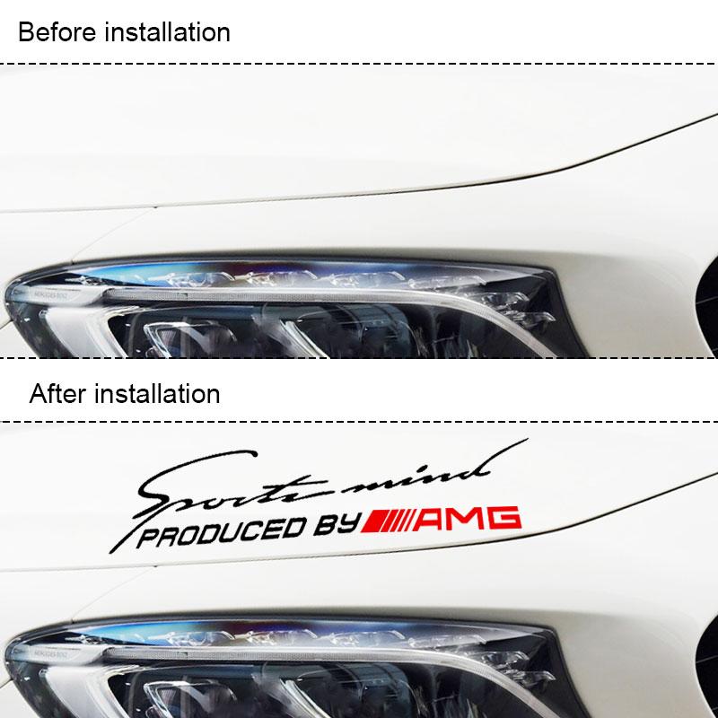 1 st Sportdesign Bil Framlykta Ögonbryn 3D-dekal För Mercedes Benz AMG W212 W205 W246 W177 W176 W213 GLC GLE GLS ML Välkommen Laserprojektion