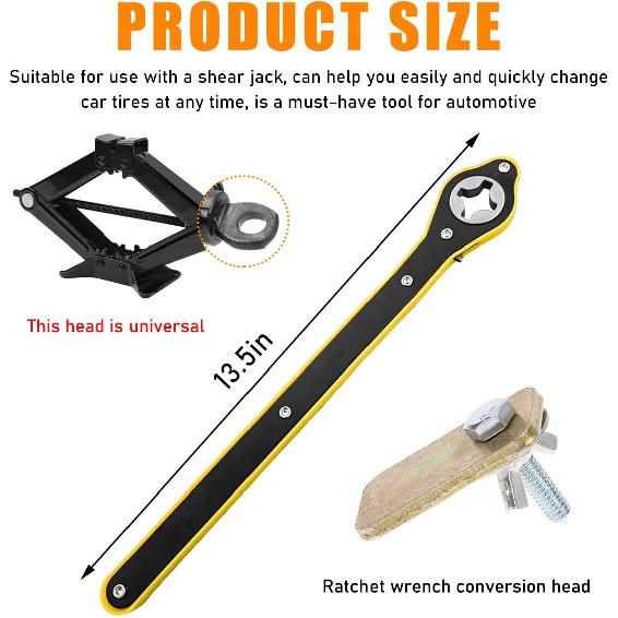 Car Jack Ratchet Wrench, 360 Degree Swivel Tire Wheel Jack Ratchet Wrench, Tire Wheel Jack Lift Speed Handle Tool Suitable for Vehicle SUV Truck,