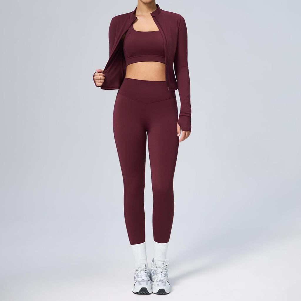 Women's Quick-Dry Breathable Three-Piece Cardigan Yoga Sportswear Suit