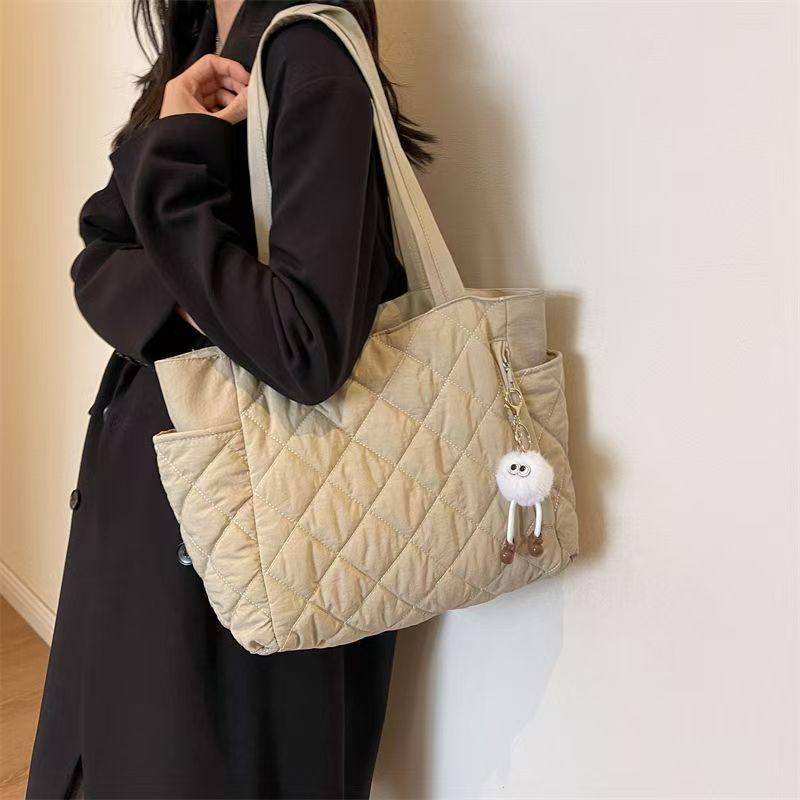 Cotton Bag Rhombus Large Capacity Women'S Hand-Held Tote Bag Commuter Shopping Versatile Shoulder Bag