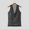 Summer Swing Neck Incerun Men Sleeveless Hollow Out Loose Beach Holiday Tank Tops